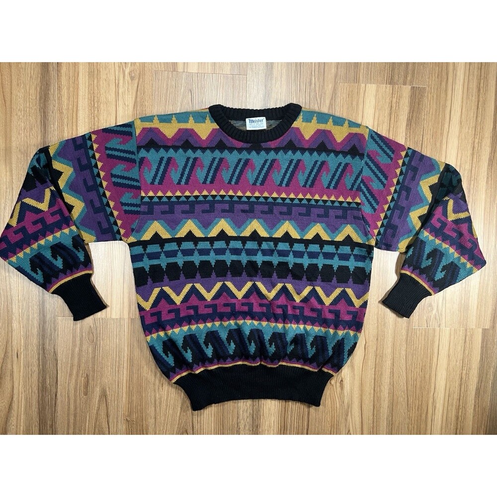 Meister Sweater Ski Vintage Geometric Mens XL